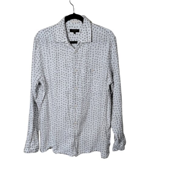 Ted Baker Linen Long Sleeve Button Front Shirt Polka Dot‎ Size 4 (Large) - Picture 1 of 12